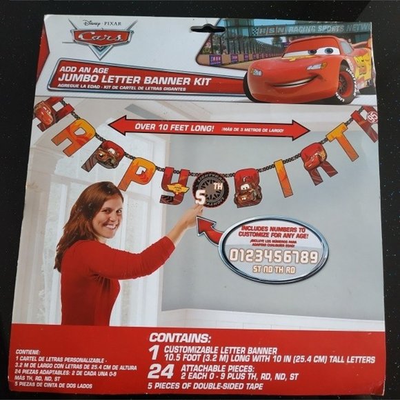 Disney Cars Add an Age Birthday Banner NEW - Picture 1 of 3